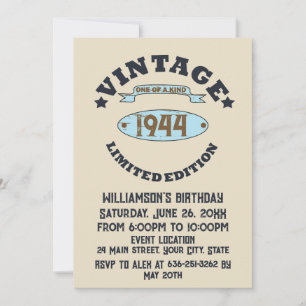 Personalised vintage 80th birthday cocktail party invitation
