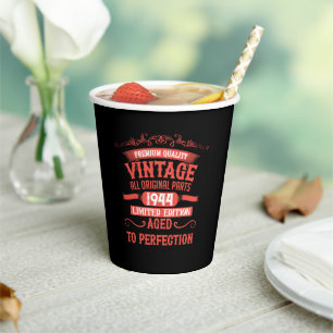 Personalised vintage 80th birthday gifts paper cups