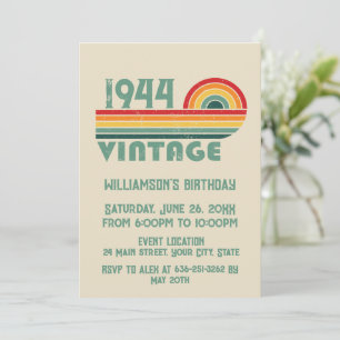 Personalised vintage 80th birthday party invitation