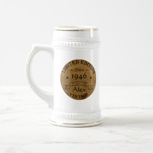 Personalised vintage 90th birthday gifts beer stein