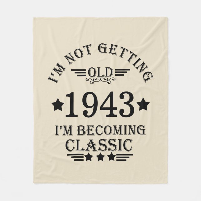 Personalised vintage 90th birthday party fleece blanket (Front)