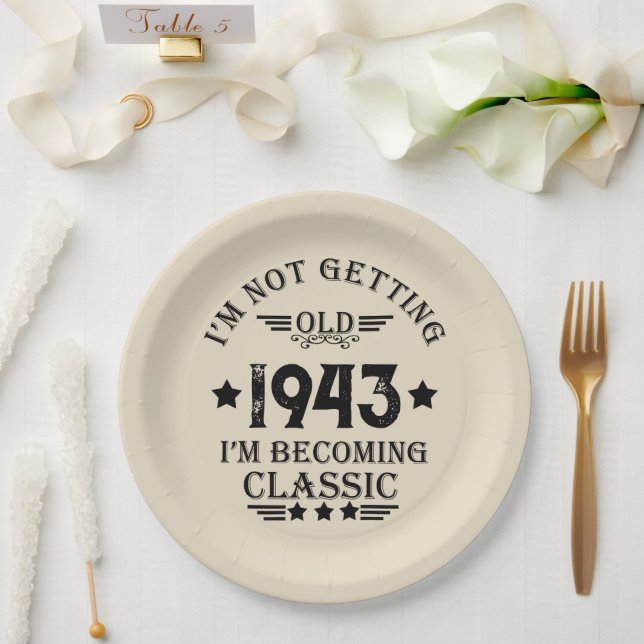 Personalised vintage 90th birthday party paper plate (Wedding)