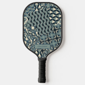 Personalised Vintage Abstract Geometric Patchwork Pickleball Paddle