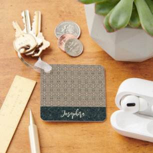 Personalised Vintage Abstract Quartz Stone Natural Key Ring