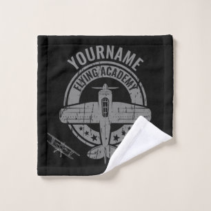 Personalised Vintage Aeroplane Pilot Flying Academ Bath Towel Set