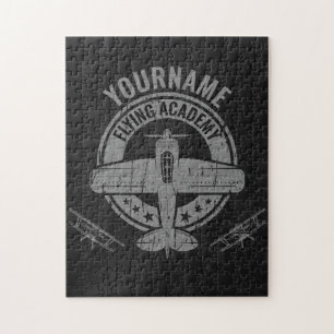 Personalised Vintage Aeroplane Pilot Flying Academ Jigsaw Puzzle