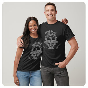 Personalised Vintage Aeroplane Pilot Flying Academ T-Shirt