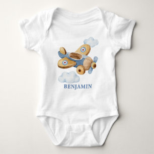 Personalised Vintage Aeroplane Toy Baby Bodysuit