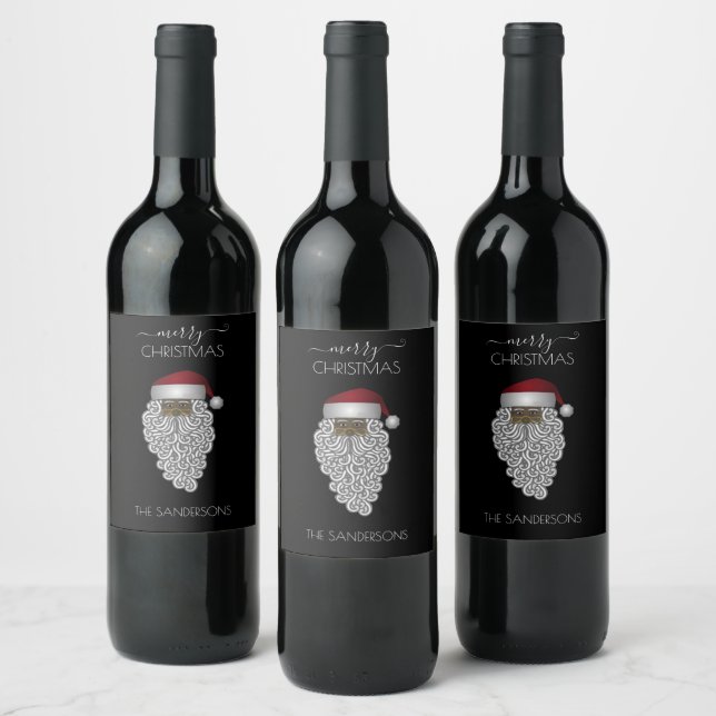 Personalised Vintage African American  Santa black Wine Label (Bottles)