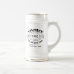 Personalised Vintage Aged To Perfection Birthday Beer Stein<br><div class="desc">Black and white fun vintage aged to perfection adult birthday gift idea for men,  great for any age birthday celebration,  or other occasions. Custom it with your own text.</div>
