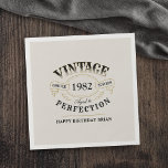 Personalised Vintage Aged To Perfection Birthday  Napkin<br><div class="desc">Black gold and beige fun vintage aged to perfection adult birthday napkins for men,  great for any age birthday celebration,  or other occasions. Custom it with your own text.</div>