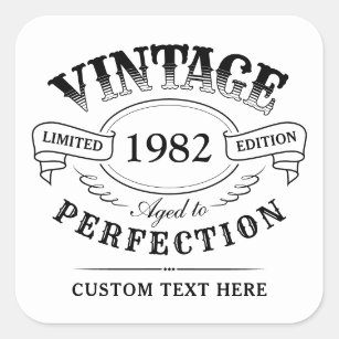 Personalised Vintage Aged To Perfection Birthday Square Sticker