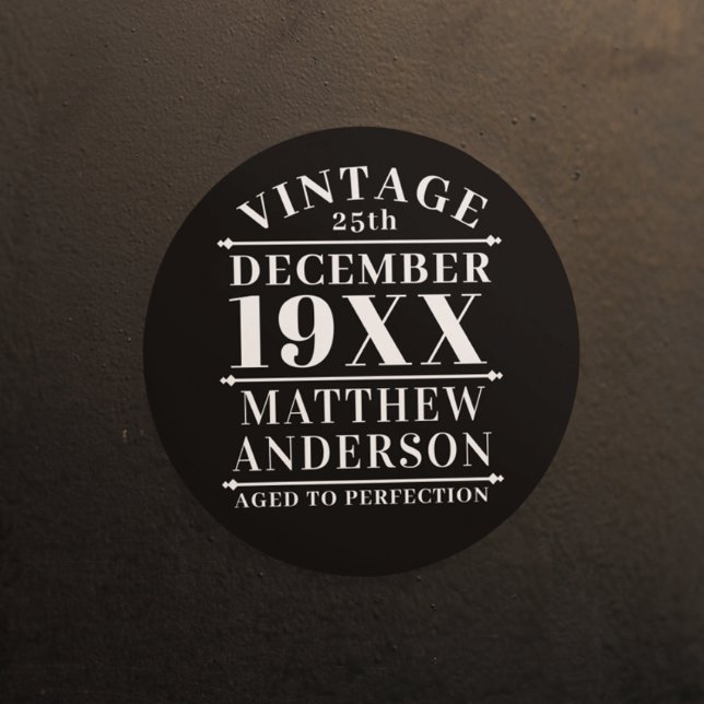 Personalised Vintage Aged to Perfection Classic Round Sticker (Creator Uploaded)