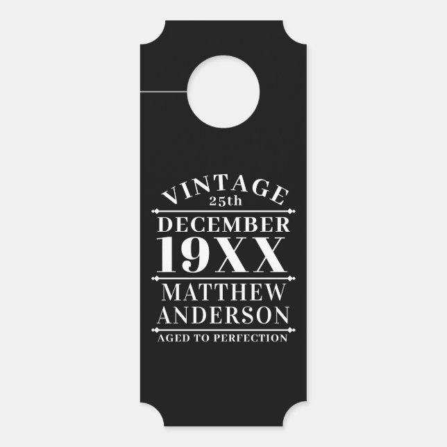 Personalised Vintage Aged to Perfection Door Hanger (Front)