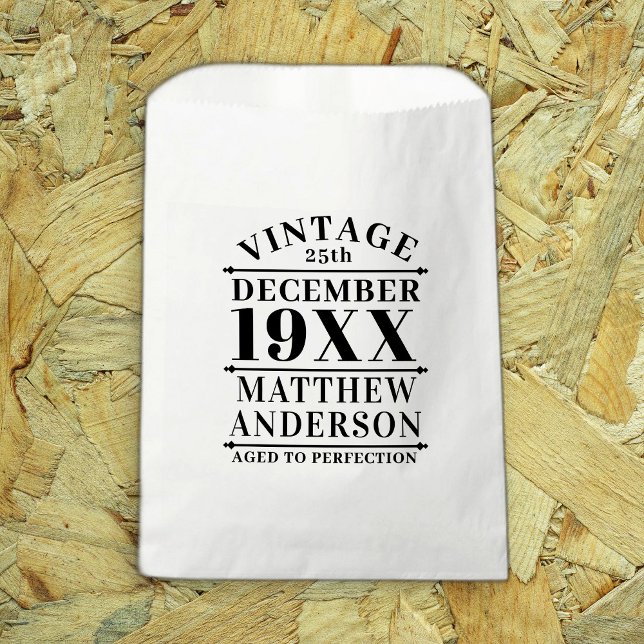 Personalised Vintage Aged to Perfection Favour Bags (Creator Uploaded)