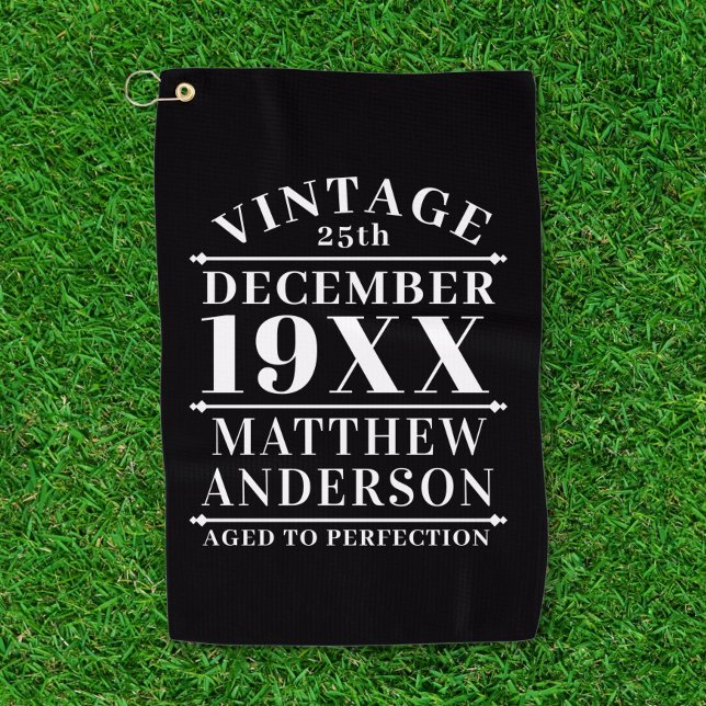 Personalised Vintage Aged to Perfection Golf Towel (Creator Uploaded)
