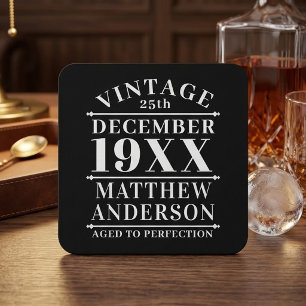 Personalised Vintage Aged to Perfection Square Paper Coaster