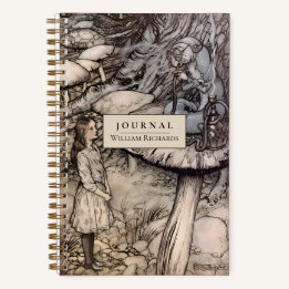 Personalised Vintage Alice Wonderland Art Dotted Notebook