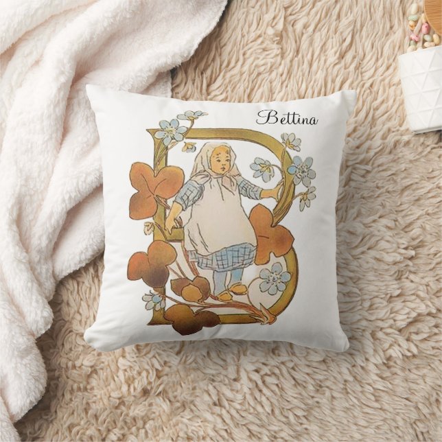 Personalised Vintage Alphabet Letter B  Cushion (Blanket)