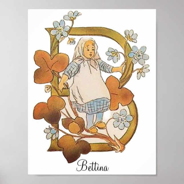 Personalised Vintage Alphabet Letter B  Poster (Front)