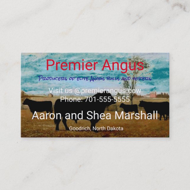 Personalised Vintage Angus Cattle Business Card (Front)