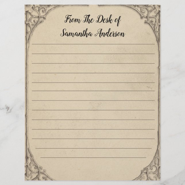 Personalised Vintage Antique Distressed Linned  Custom Letterhead (Front)
