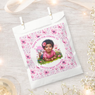 Personalised Vintage Baby Girl Pink Baby Shower Favour Bags