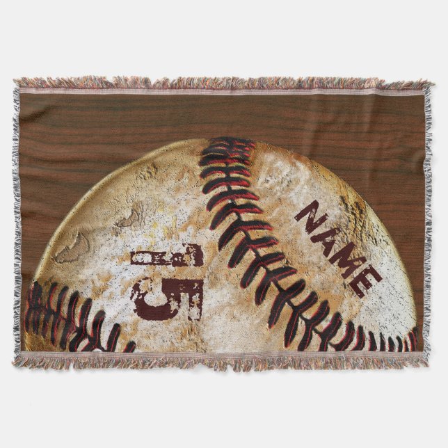 Personalised Vintage Baseball Blankets Name Number (Front)