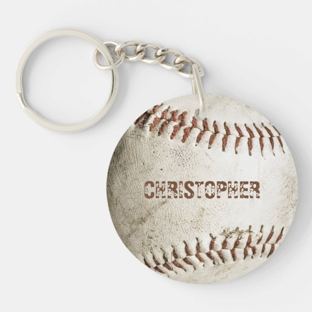 Personalised Vintage Baseball Key Ring (Front)
