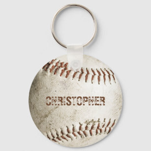 Personalised Vintage Baseball Key Ring