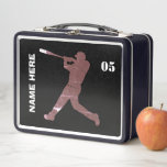 Personalised Vintage Baseball Name Number Metal Lunch Box<br><div class="desc">Personalised Vintage Baseball Name Number Metal Lunch Box</div>