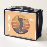 Personalised Vintage Baseball Name Number Metal Lunch Box<br><div class="desc">Personalised Vintage Baseball Name Number Metal Lunch Box</div>