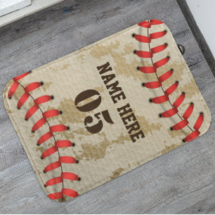 Personalised Vintage Baseball Name Number Retro Bath Mat