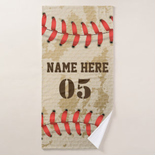 Personalised Vintage Baseball Name Number Retro Bath Towel