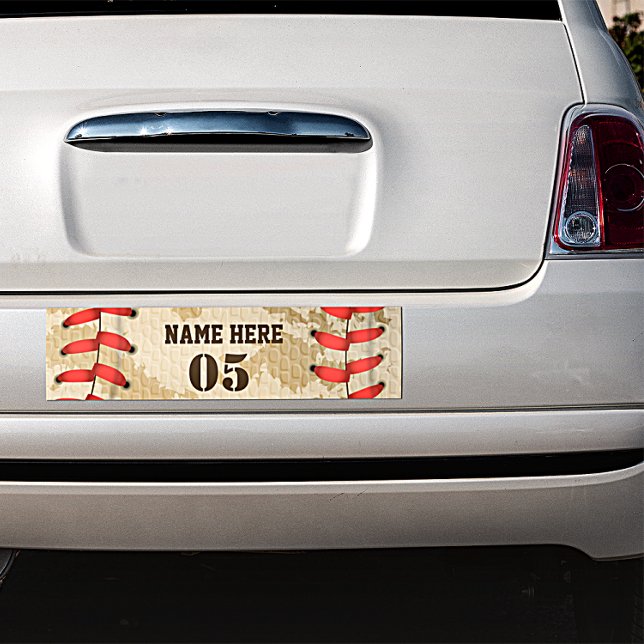 Personalised Vintage Baseball Name Number Retro Bumper Sticker (Creator Uploaded)