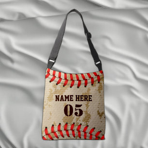 Personalised Vintage Baseball Name Number Retro Crossbody Bag
