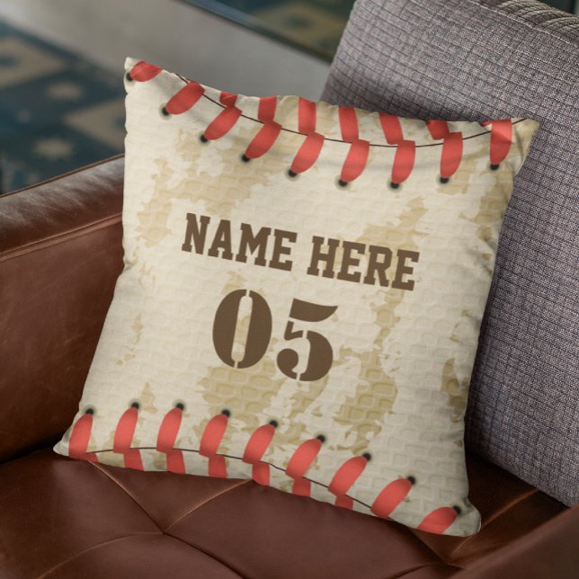 Personalised Vintage Baseball Name Number Retro Cushion (Creator Uploaded)