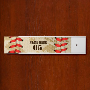 Personalised Vintage Baseball Name Number Retro Door Sign