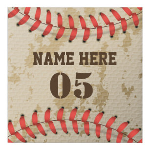 Personalised Vintage Baseball Name Number Retro Faux Canvas Print