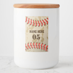 Personalised Vintage Baseball Name Number Retro Food Label