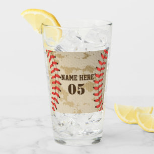 Personalised Vintage Baseball Name Number Retro Glass