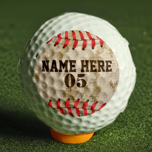 Personalised Vintage Baseball Name Number Retro Golf Balls