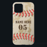 Personalised Vintage Baseball Name Number Retro iPhone 12 Case<br><div class="desc">Personalised vintage baseball name number retro design  can be good for you if you love Baseball. Or it could be a great gift for those who loves baseball.</div>