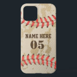 Personalised Vintage Baseball Name Number Retro iPhone 12 Case<br><div class="desc">Personalised vintage baseball name number retro design  can be good for you if you love Baseball. Or it could be a great gift for those who loves baseball.</div>