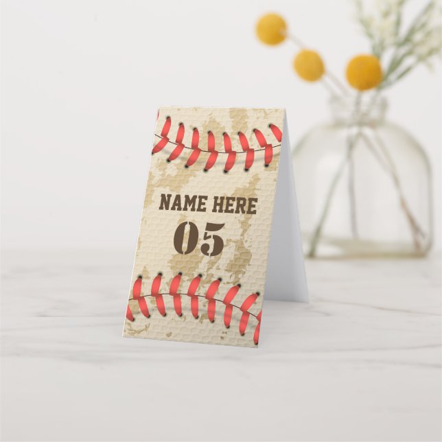 Personalised Vintage Baseball Name Number Retro Loyalty Card (Front)