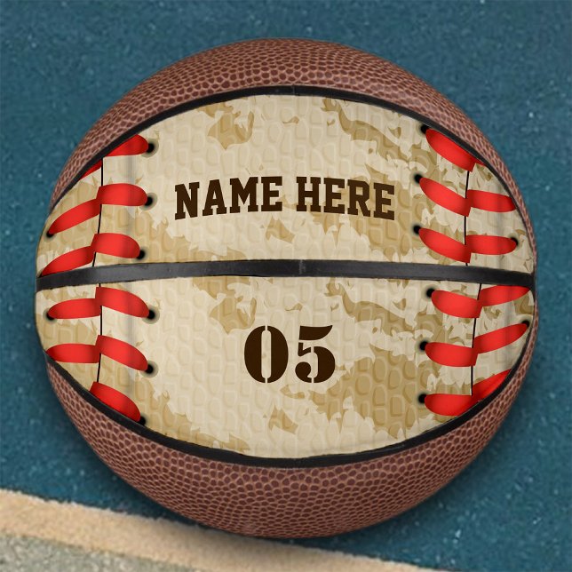 Personalised Vintage Baseball Name Number Retro Mini Basketball (Creator Uploaded)