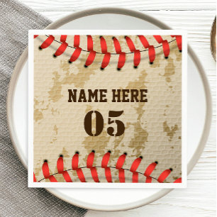 Personalised Vintage Baseball Name Number Retro Napkin