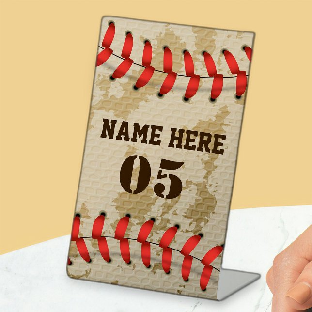 Personalised Vintage Baseball Name Number Retro Pedestal Sign (Creator Uploaded)