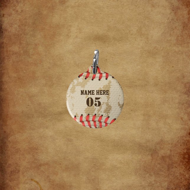 Personalised Vintage Baseball Name Number Retro Pet Tag (Creator Uploaded)