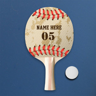 Personalised Vintage Baseball Name Number Retro Ping Pong Paddle